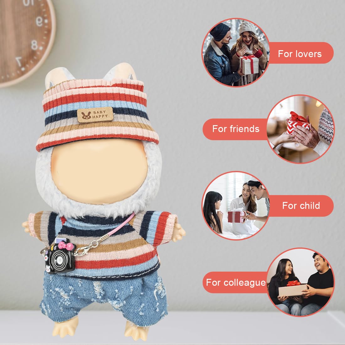KIYEREE Lububu 17cm Doll Clothes Set with Blue Pants – Dress Up Outfit & Accessories