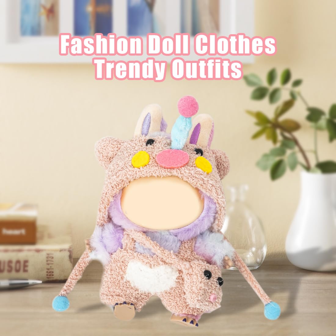 KIYEREE Lububu 17cm Doll Outfit Set – Pink Dress Up with Accessories