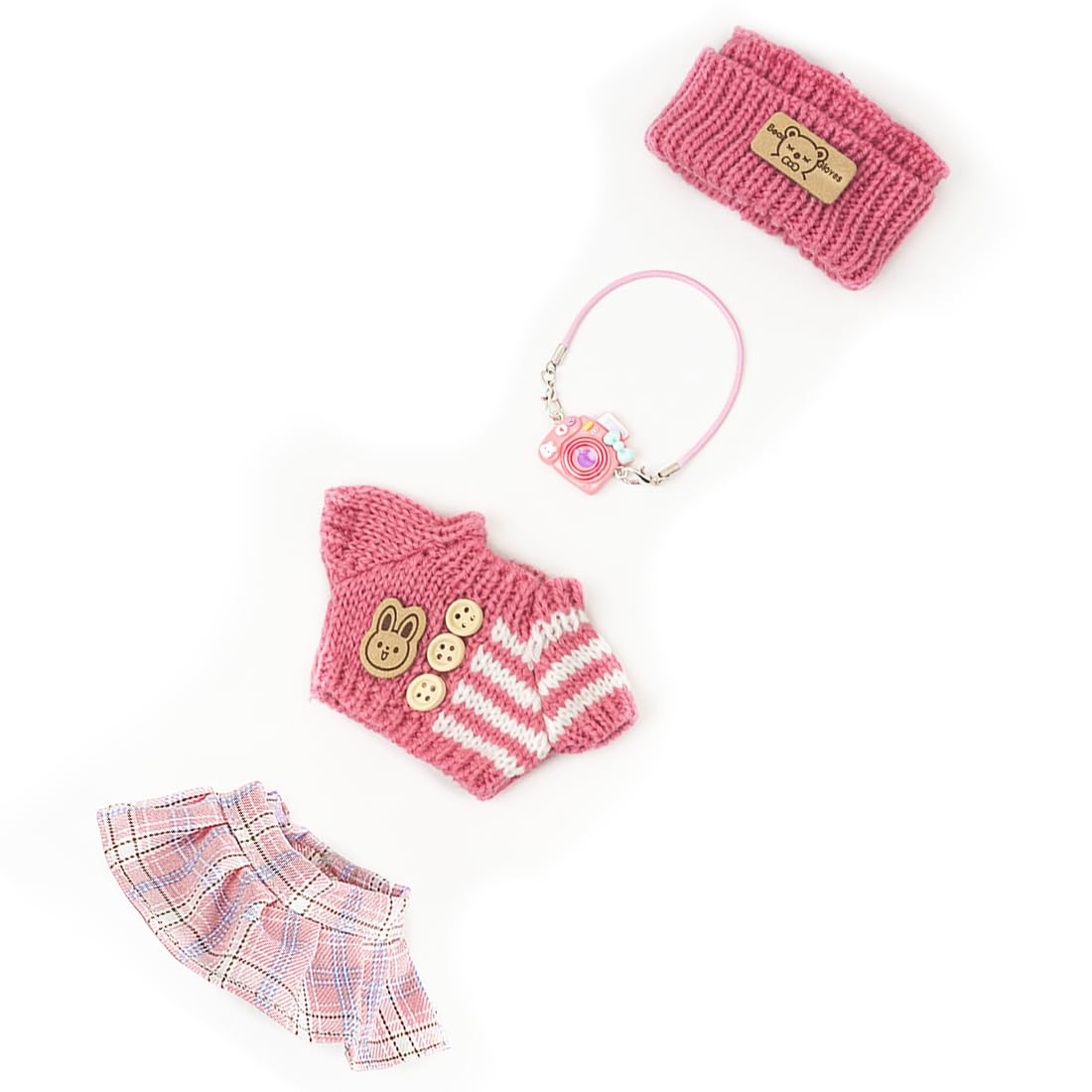 KIYEREE Lububu 17cm Doll Clothes – Rose Red Outfit & Accessories (Doll Not Included)