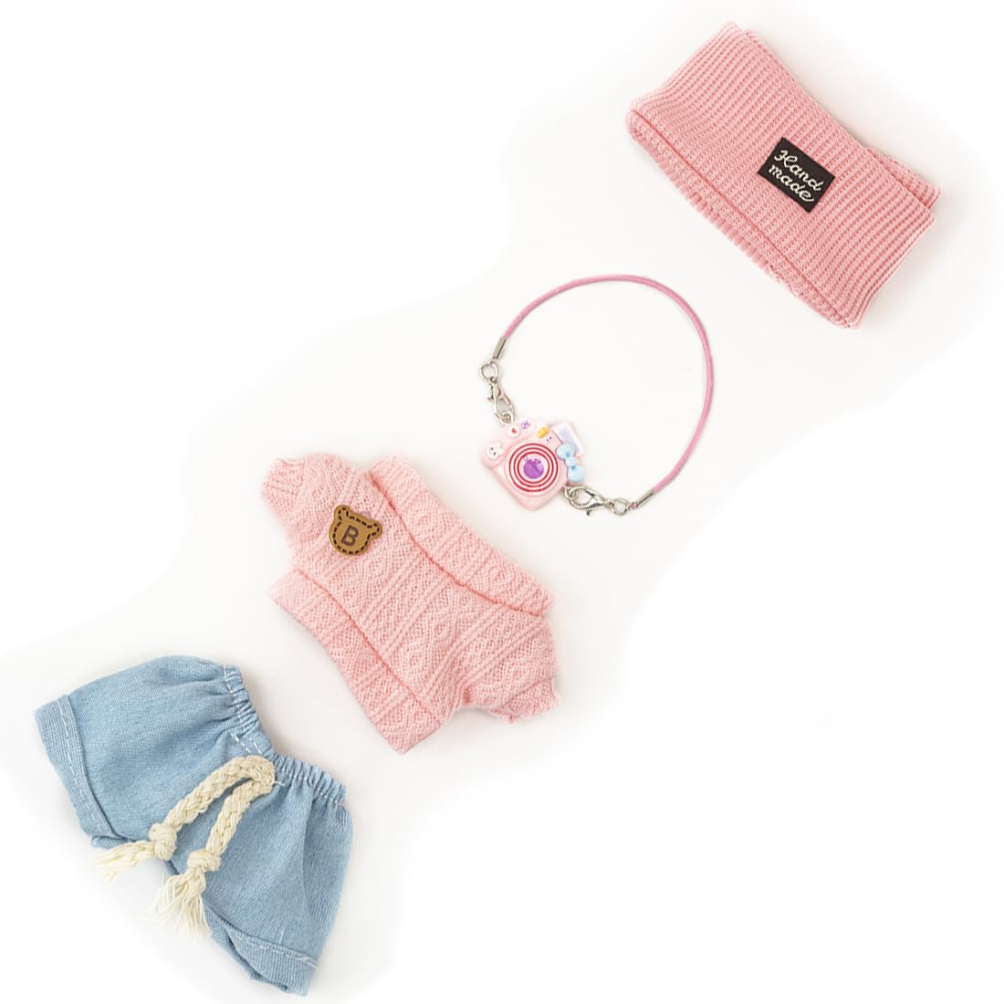 KIYEREE 17cm Lububu Doll Clothes Set – Pink Dress-Up Outfit & Accessories