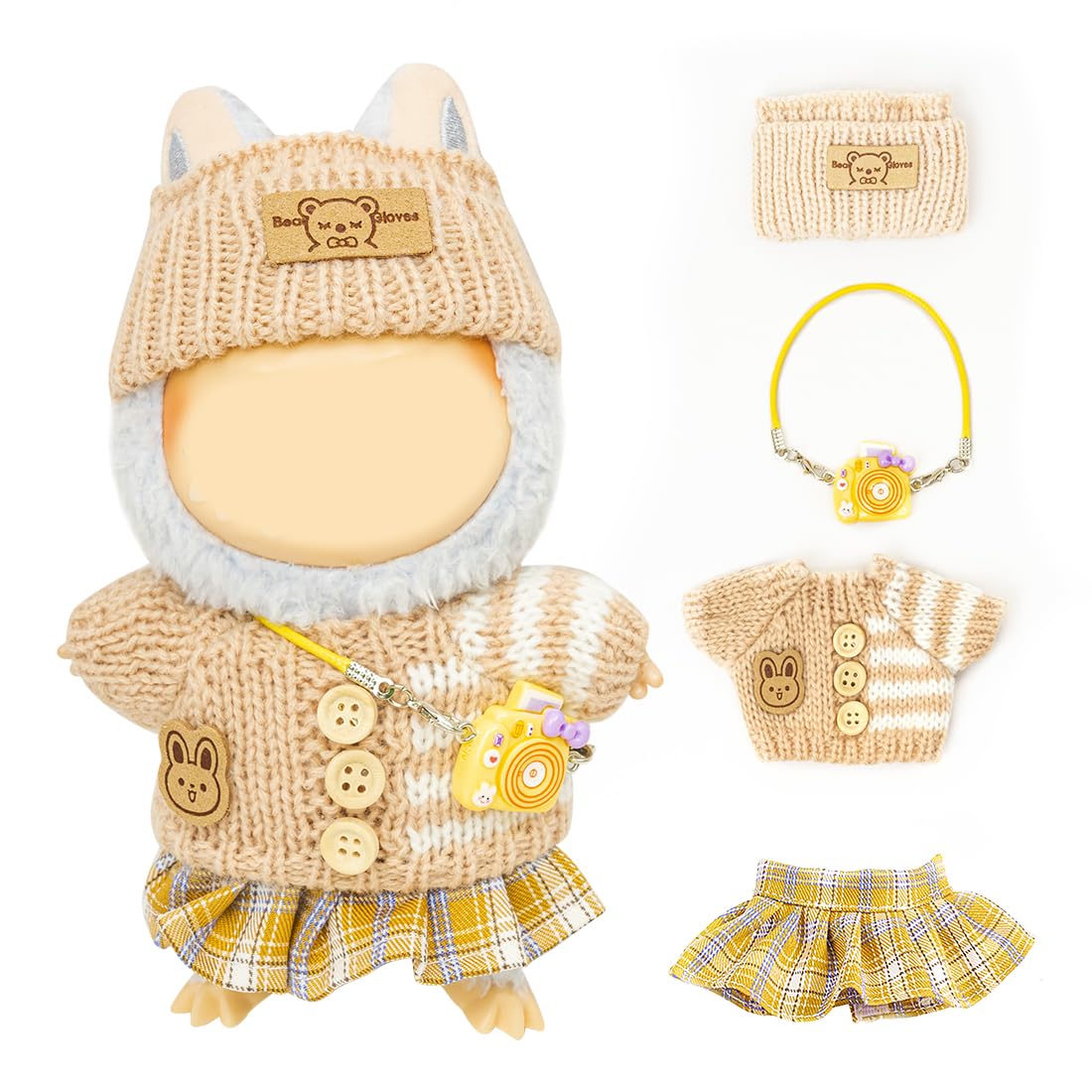 KIYEREE Lububu 17cm Doll Clothes - Purple Dress Set with Accessories