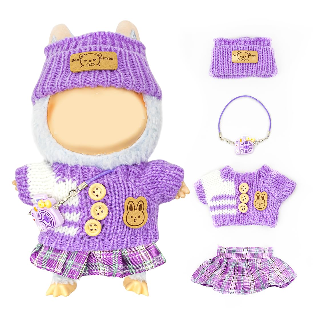 KIYEREE Lububu 17cm Doll Clothes Set – Cute Dress Up Outfit & Accessories
