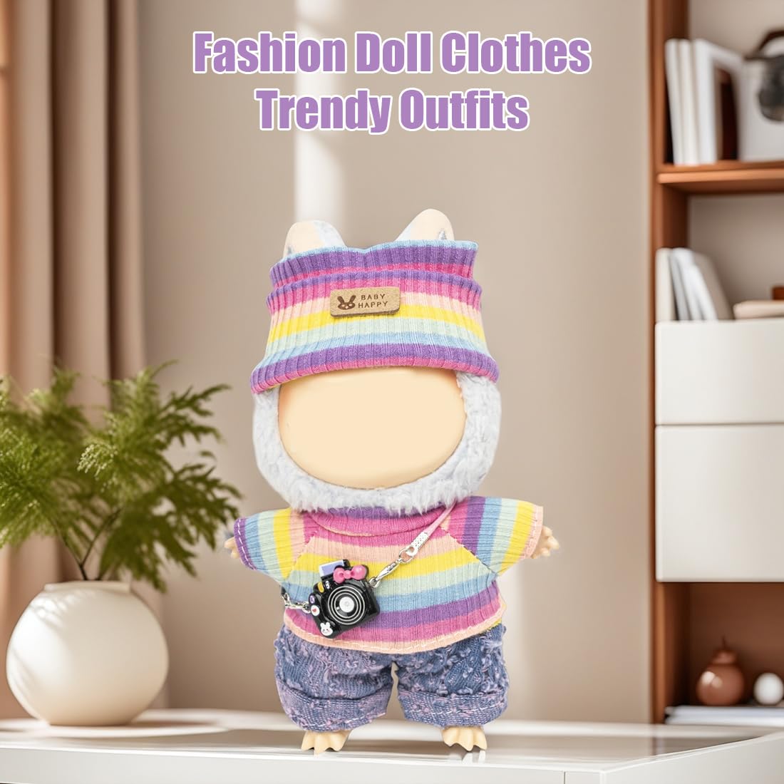 KIYEREE 17cm Lububu Doll Clothes Set – Purple Pants & Accessories