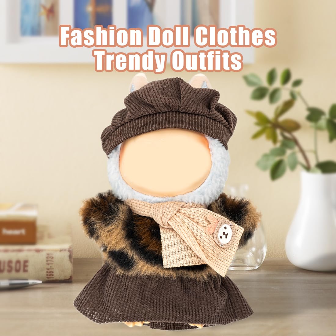 KIYEREE Lububu 17cm Doll Clothes – Dress Up Set with Top, Skirt, Hat & Scarf