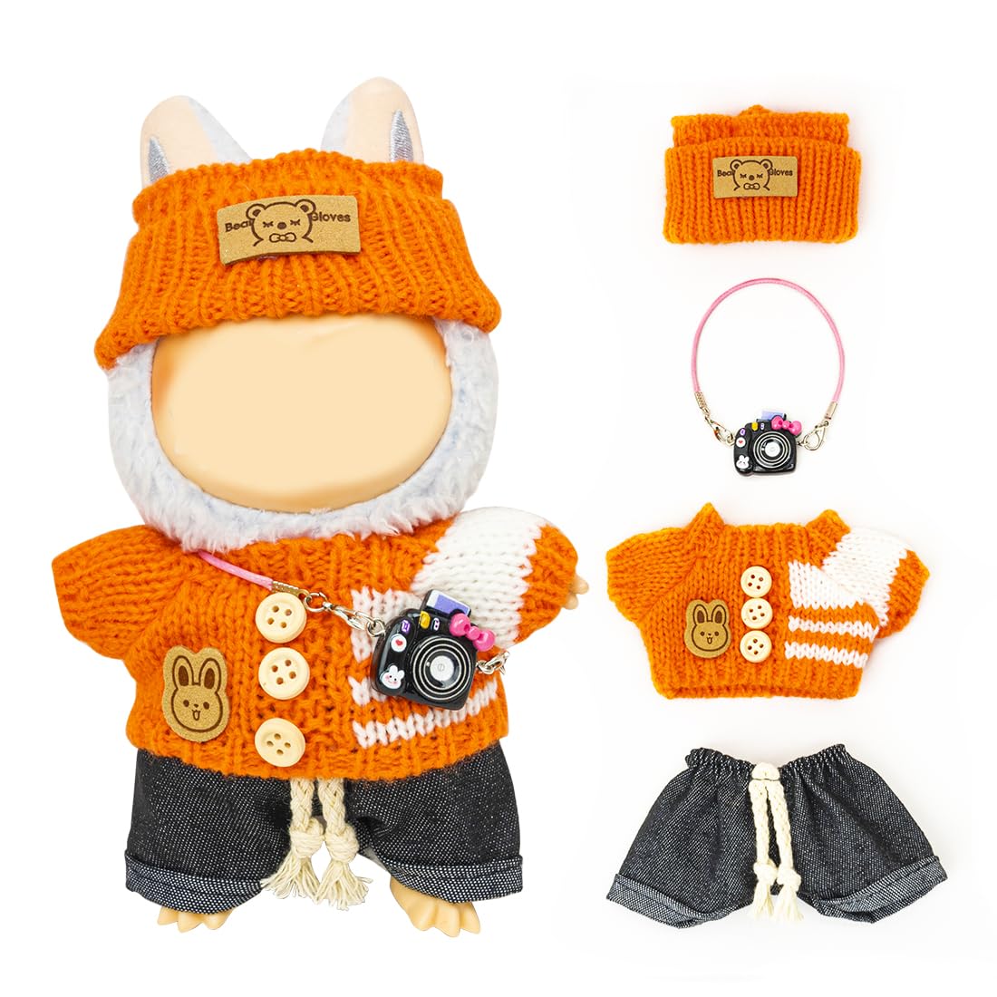KIYEREE: Clothes for Lububu 17cm Dolls - Orange Dress Up Outfit Set