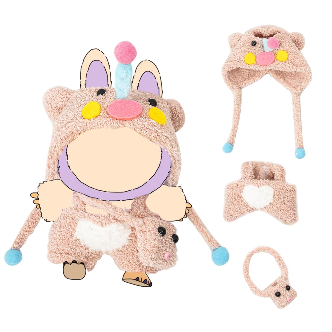 KIYEREE Lububu 17cm Doll Outfit Set – Pink Dress Up with Accessories