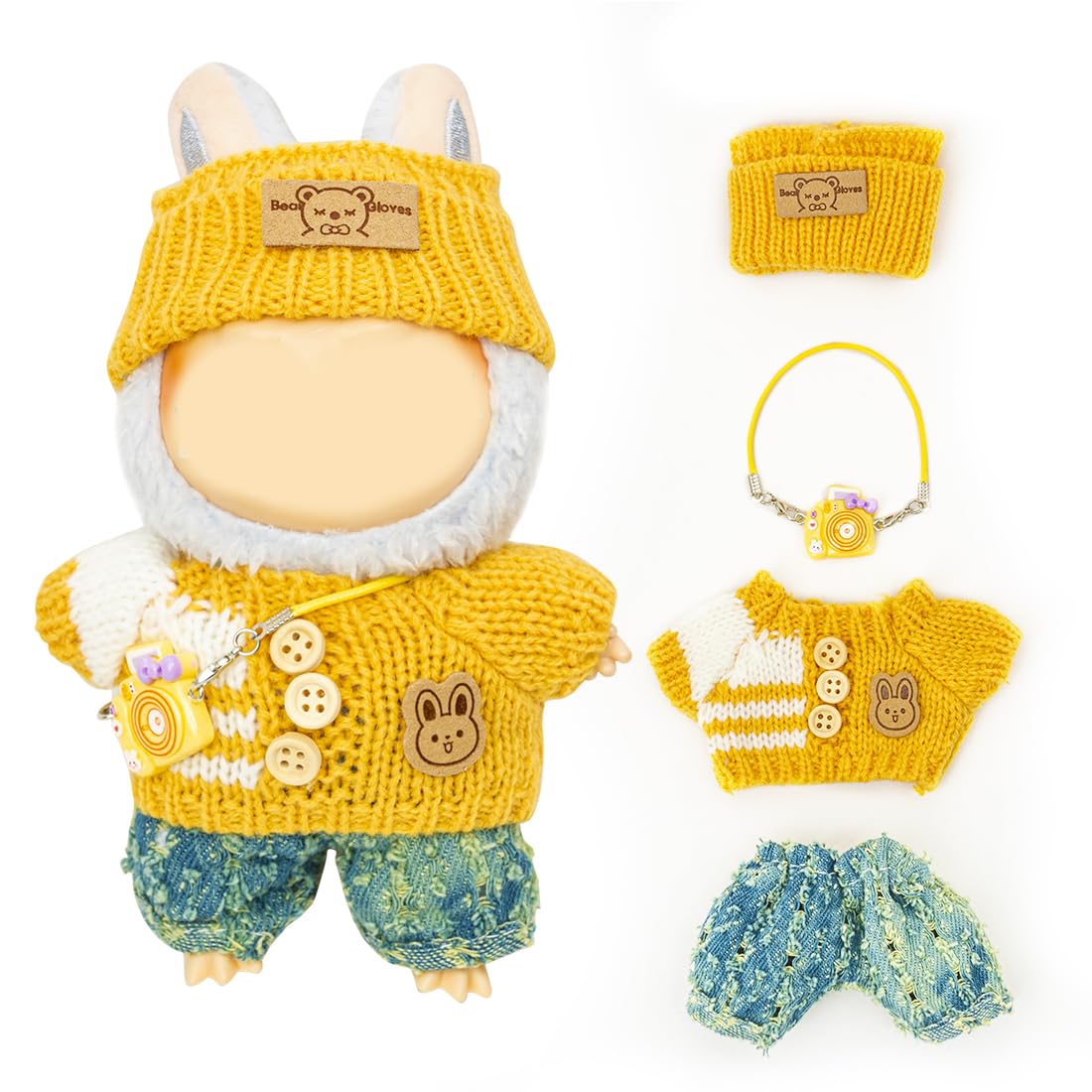 KIYEREE Clothes for Lububu 17cm Dolls — Outfit Set with Accessories for Cute Stylish Dress Up