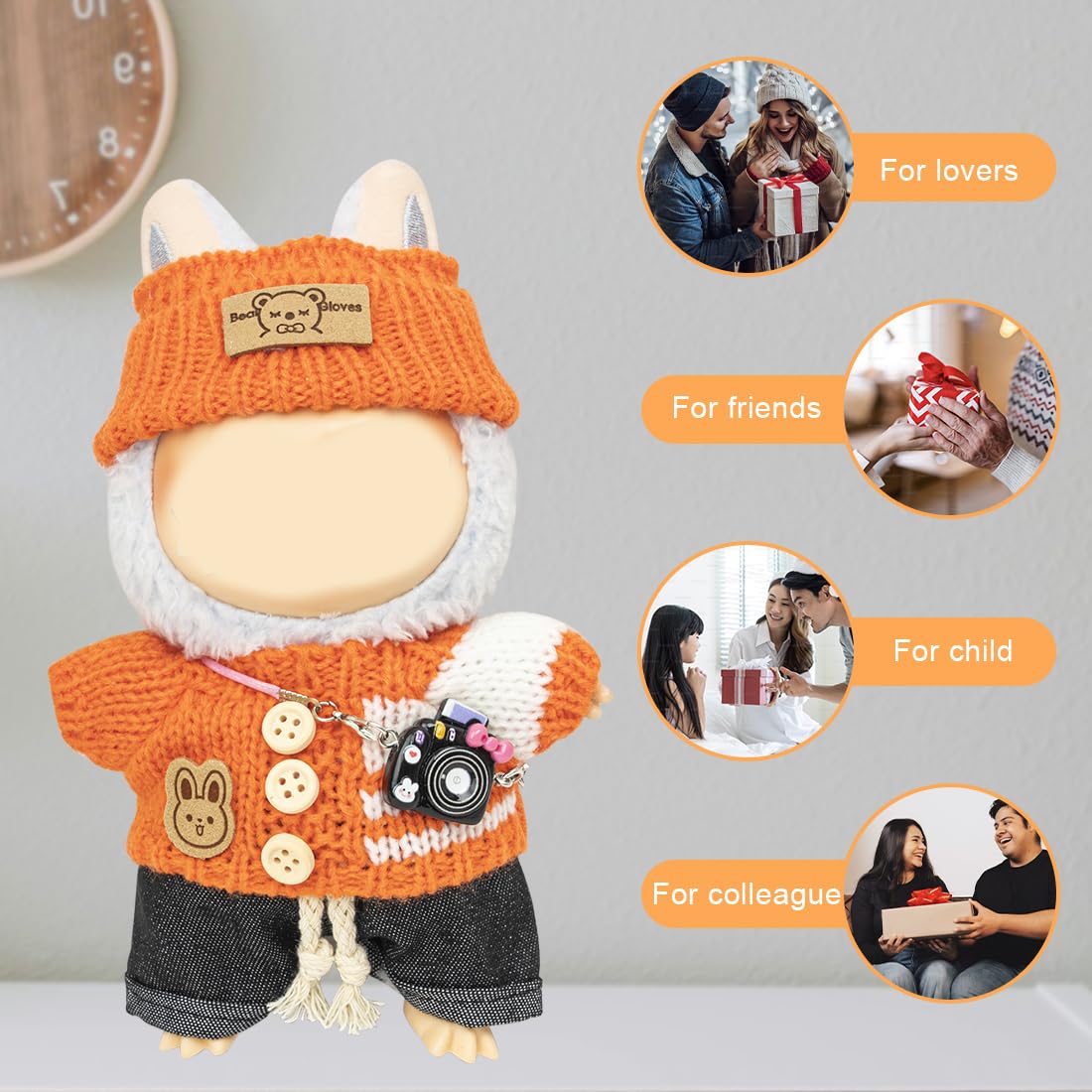 KIYEREE: Clothes for Lububu 17cm Dolls - Orange Dress Up Outfit Set