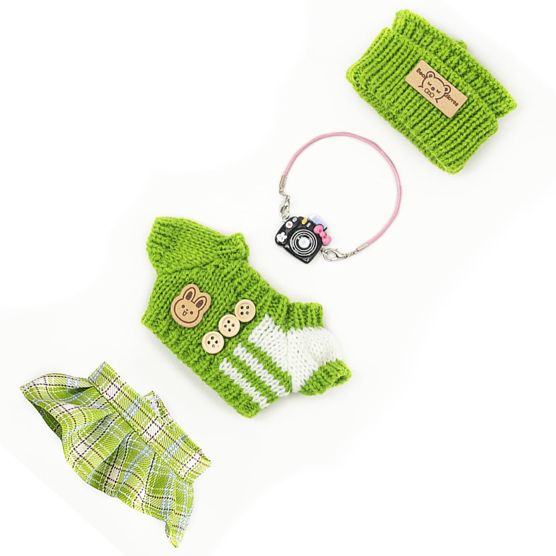 KIYEREE Lububu 17cm Doll Clothes & Accessories Set – Green Dress Up Outfit