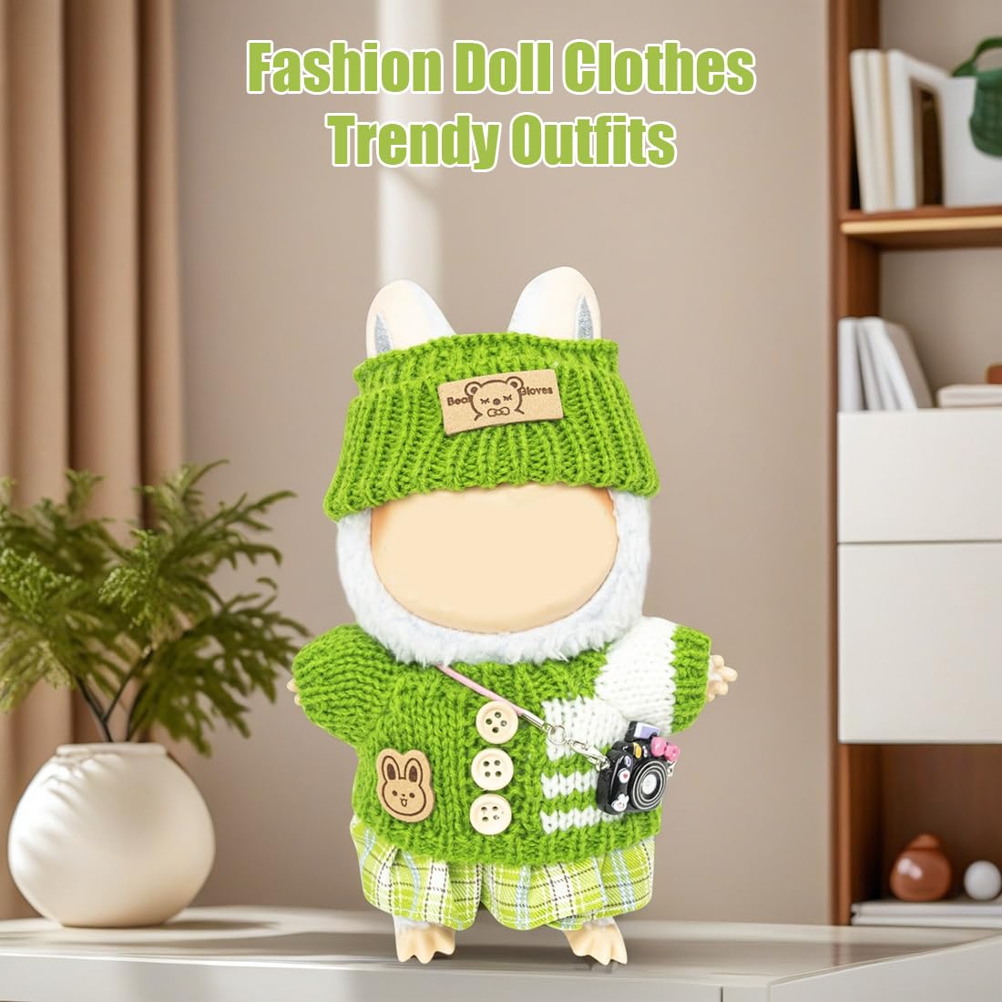 KIYEREE Lububu 17cm Doll Clothes & Accessories Set – Green Dress Up Outfit