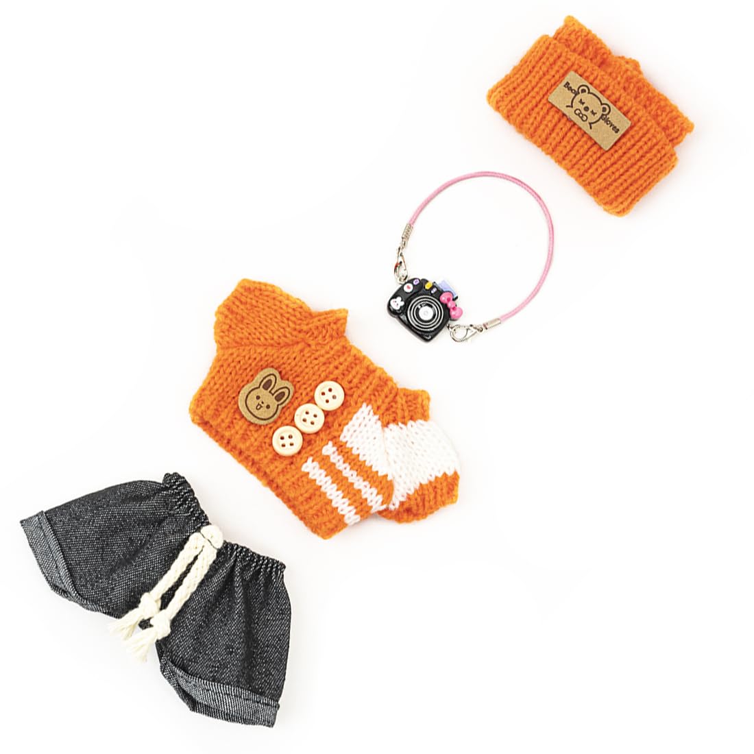 KIYEREE: Clothes for Lububu 17cm Dolls - Orange Dress Up Outfit Set