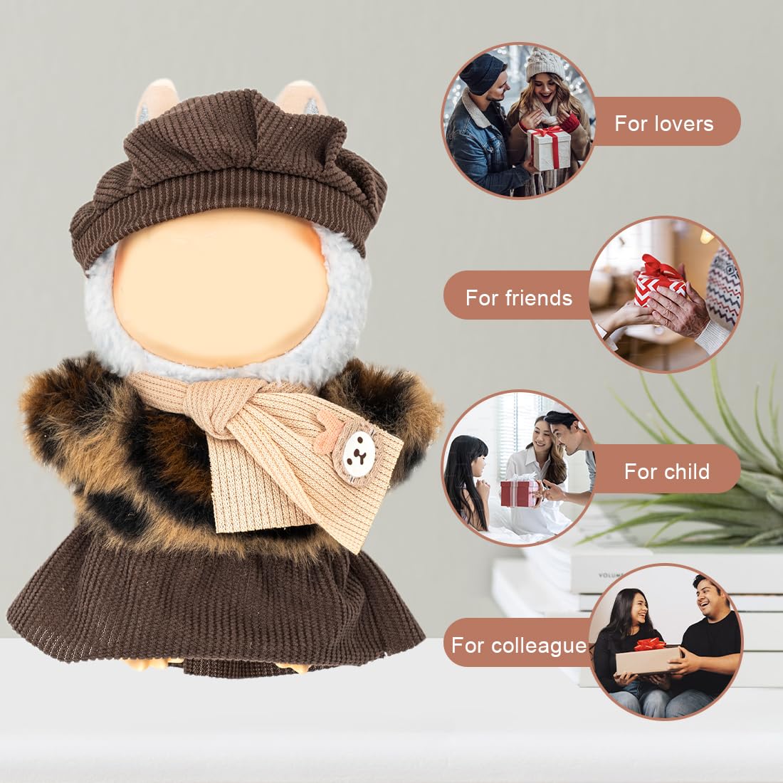 KIYEREE Lububu 17cm Doll Clothes – Dress Up Set with Top, Skirt, Hat & Scarf