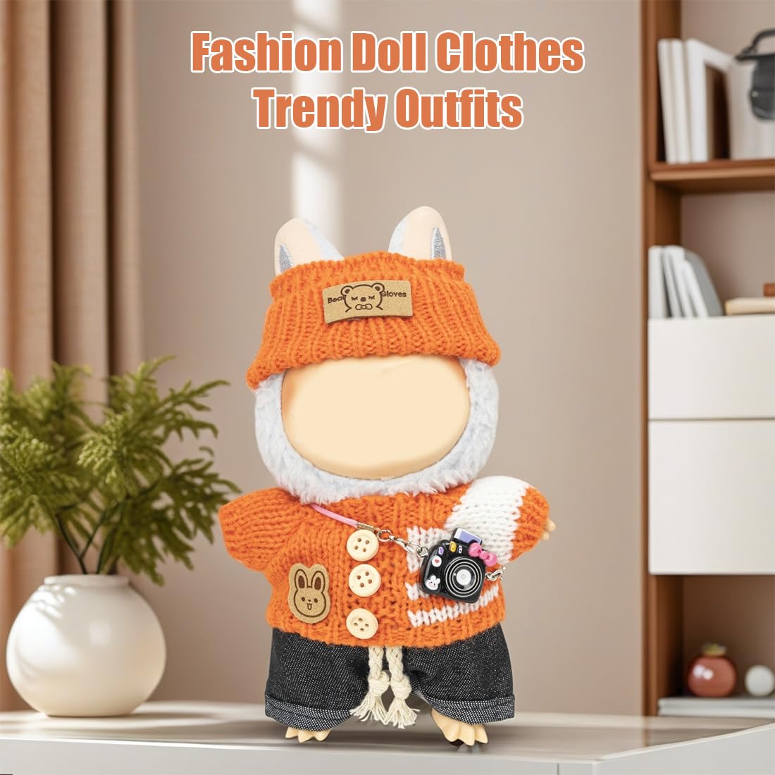 KIYEREE: Clothes for Lububu 17cm Dolls - Orange Dress Up Outfit Set