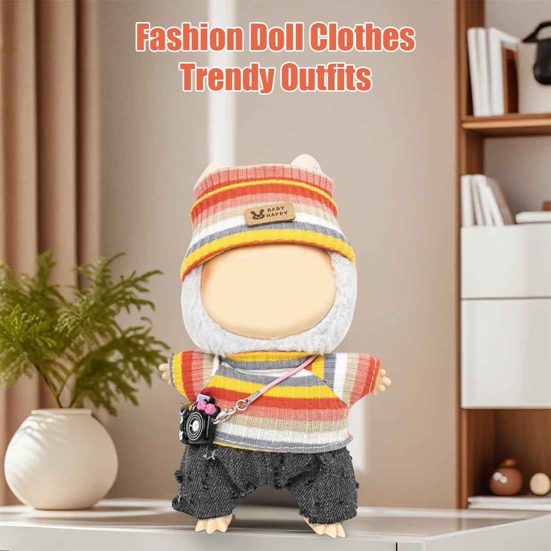 KIYEREE Lububu 17cm Doll Clothes Set – Black Pants & Accessories for Cute Dress Up