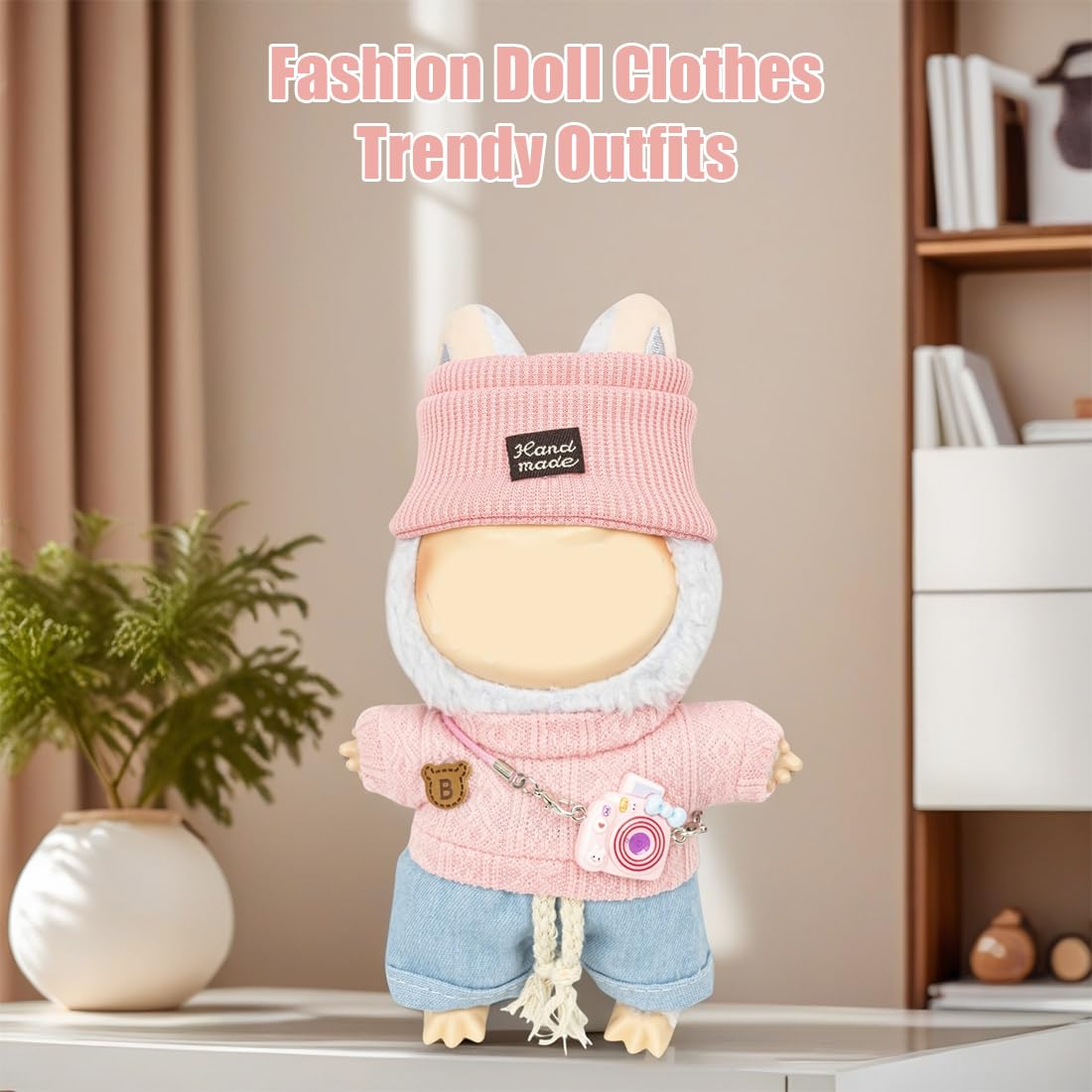 KIYEREE 17cm Lububu Doll Clothes Set – Pink Dress-Up Outfit & Accessories