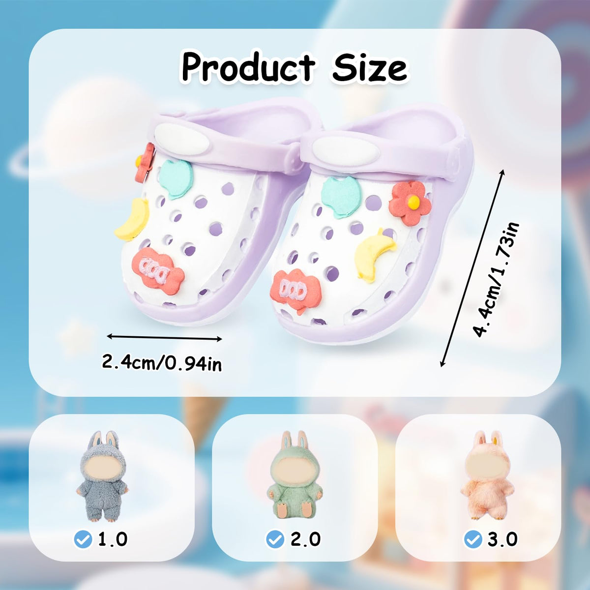 KIYEREE Summer Sandals for Dolls – Open-Toe Purple Slippers, 15+