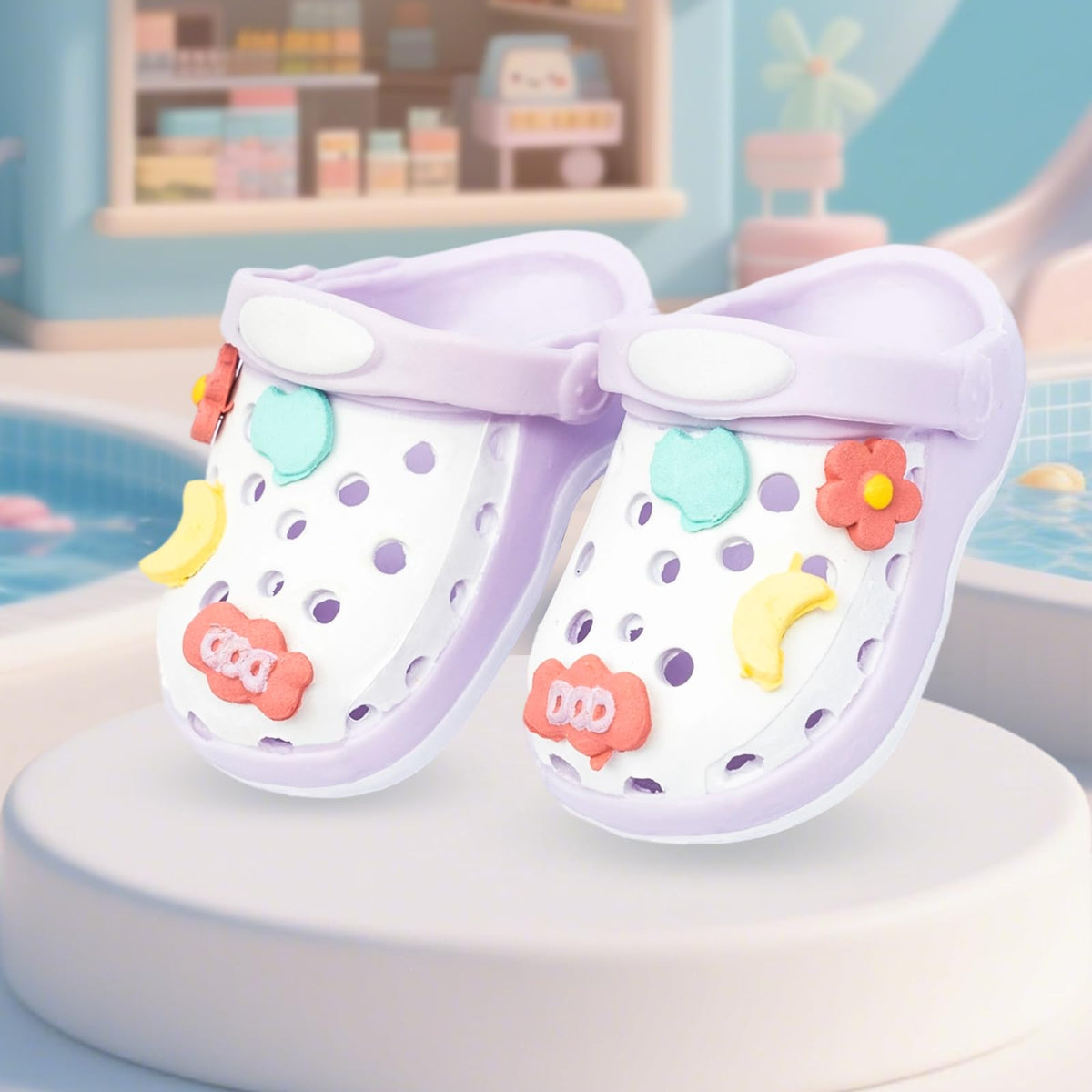 KIYEREE Summer Sandals for Dolls – Open-Toe Purple Slippers, 15+