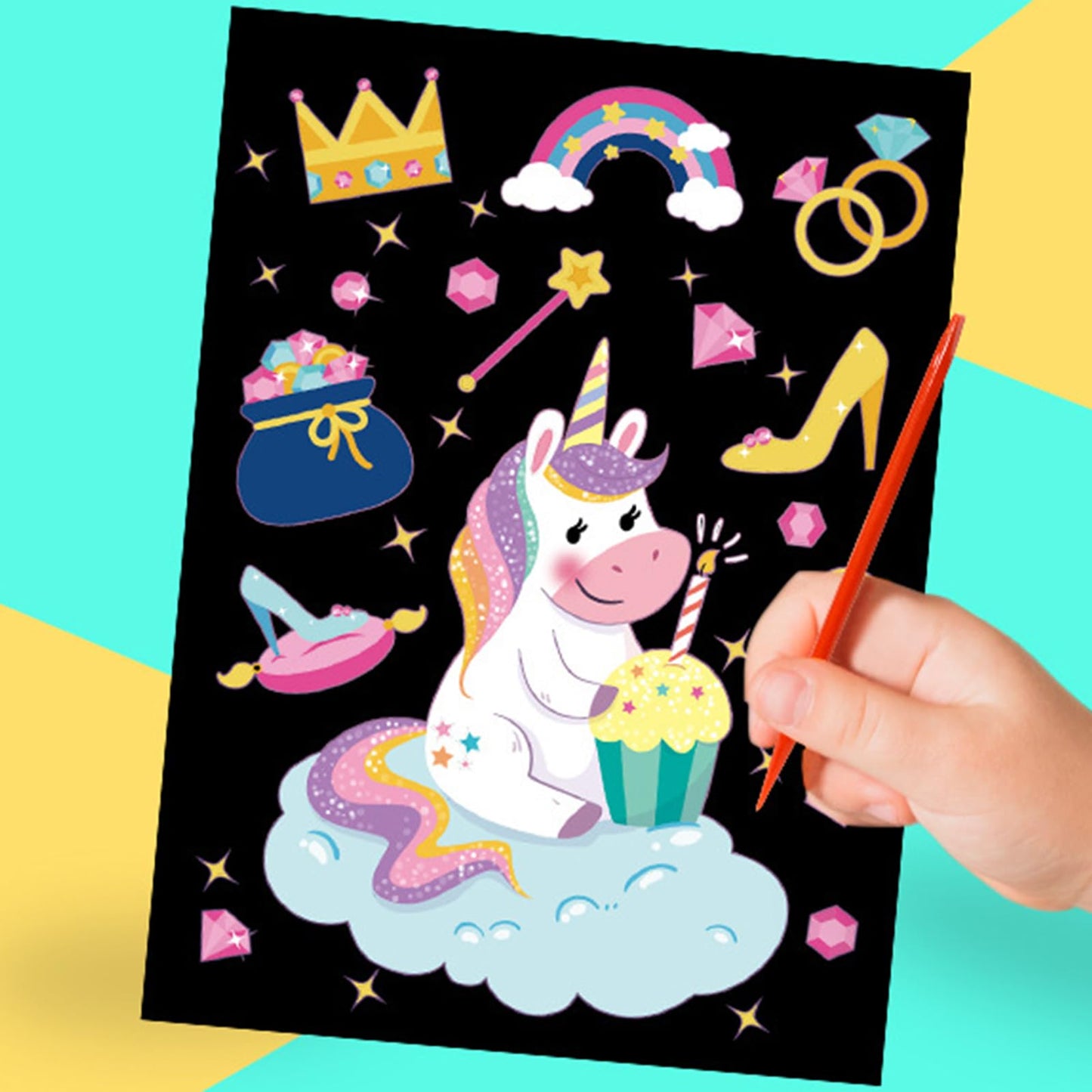 Kizcmvre Magical Scratch Art Book 2-Pack – Unicorn & Princess Rainbow Art for Kids