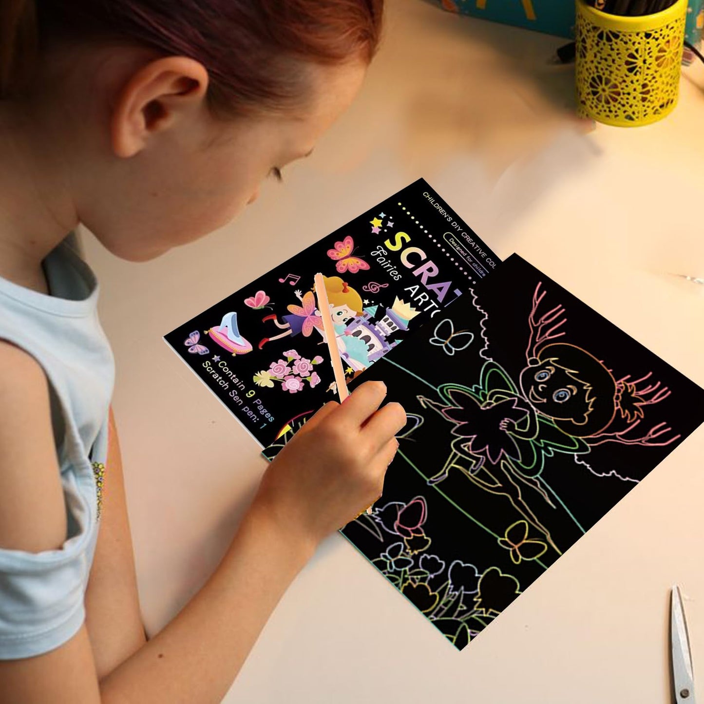 Kizcmvre Magical Scratch Art Book 2-Pack – Unicorn & Princess Rainbow Art for Kids