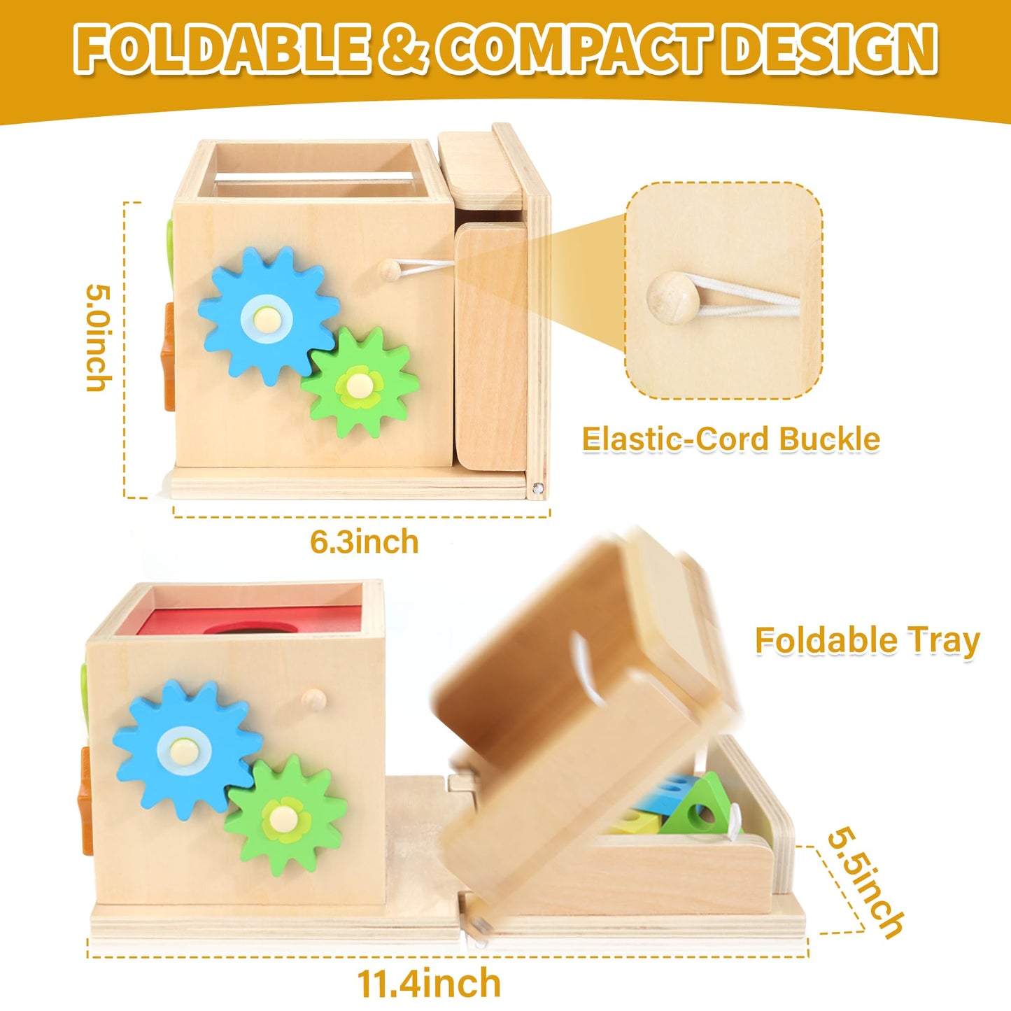 Kizfarm 8-in-1 Wooden Montessori Baby Toys Play Kit — Educational Wooden Toy Set for Toddlers