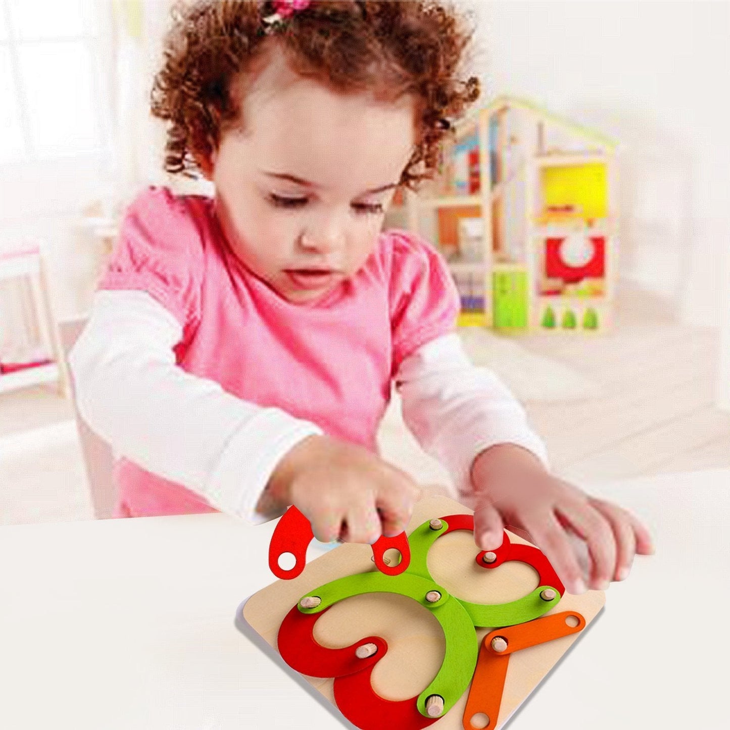 Kizh Wooden Letter & Number Construction Set – Pegboard Blocks for Preschool & Toddler Learning