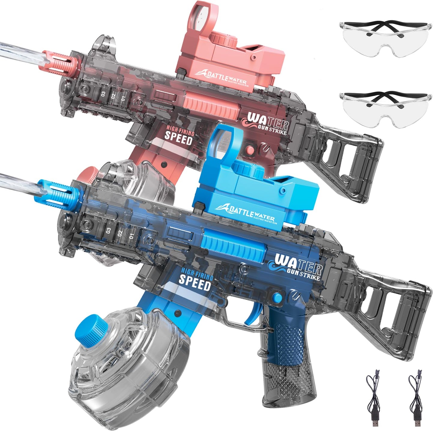 KIZJORYA 2 Pack Electric Water Guns – 36ft Range, 500cc Tank