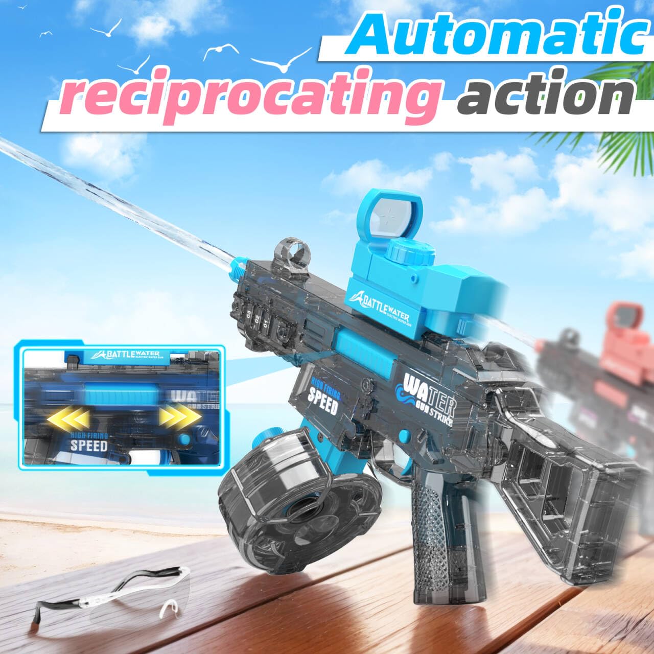 KIZJORYA 2 Pack Electric Water Guns – 36ft Range, 500cc Tank