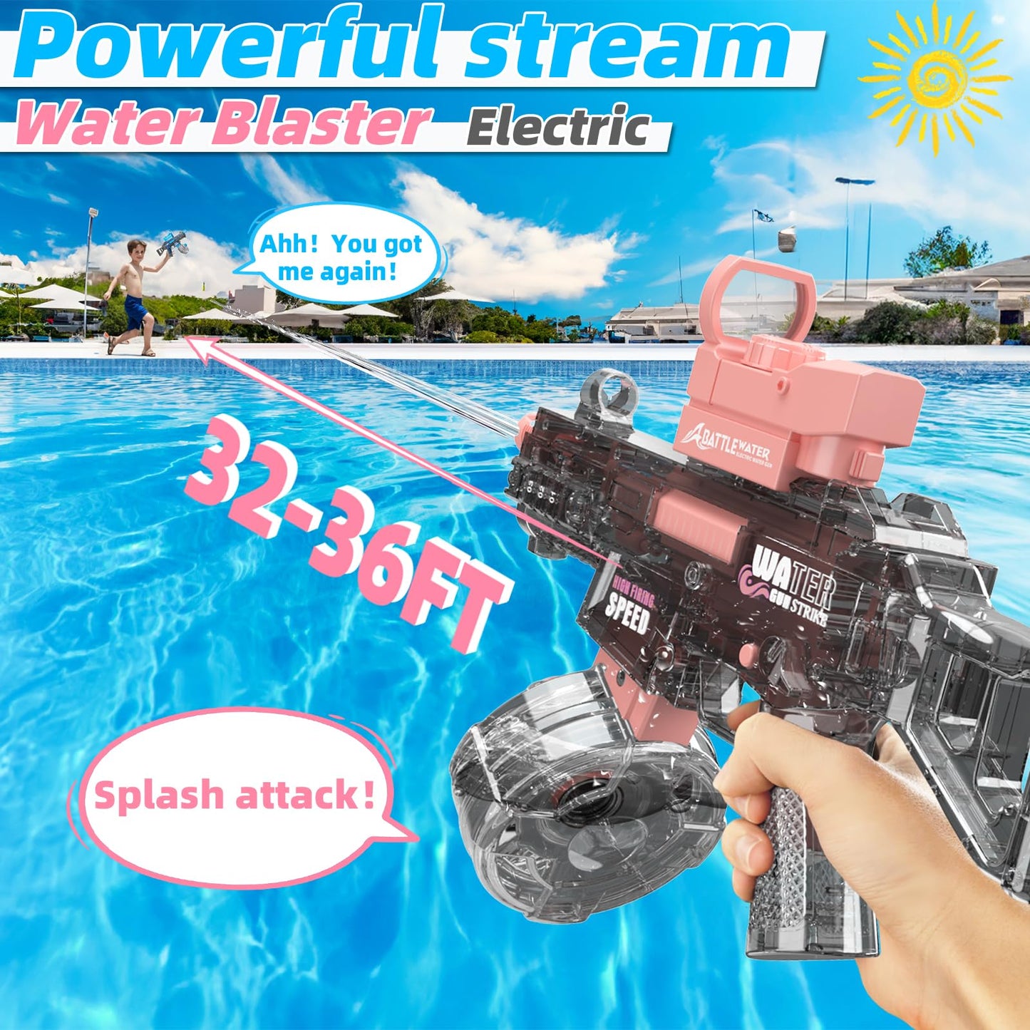 KIZJORYA 2 Pack Electric Water Guns – 36ft Range, 500cc Tank