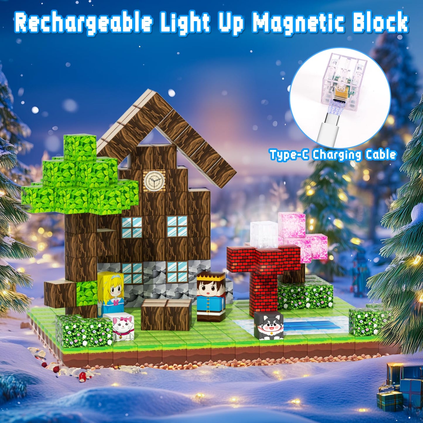 KIZJORYA 108PCS Magnetic Blocks Forest World — STEM Building Toys for Kids Aged 3-12 | Montessori Sensory