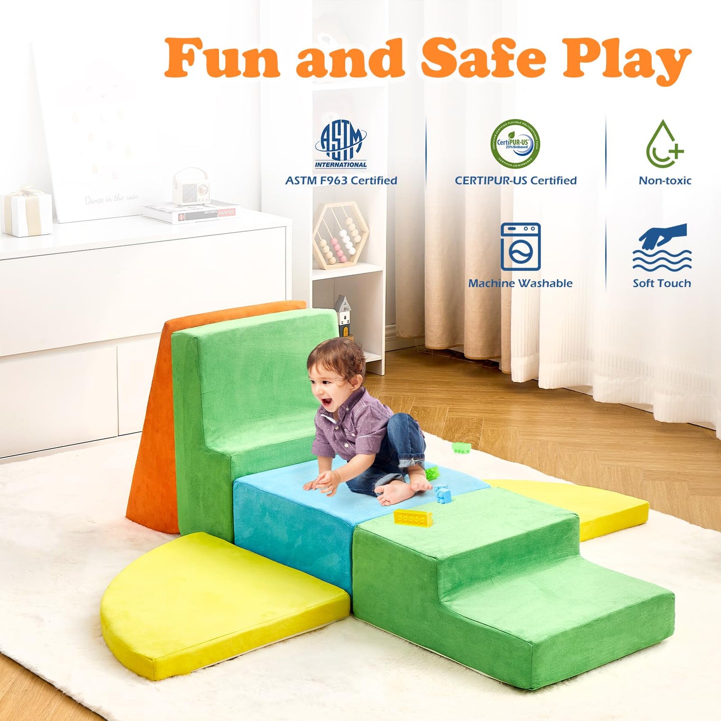 KIZLAND 6-Piece Soft Foam Climbing Blocks for Toddlers – Safe Indoor Play Set