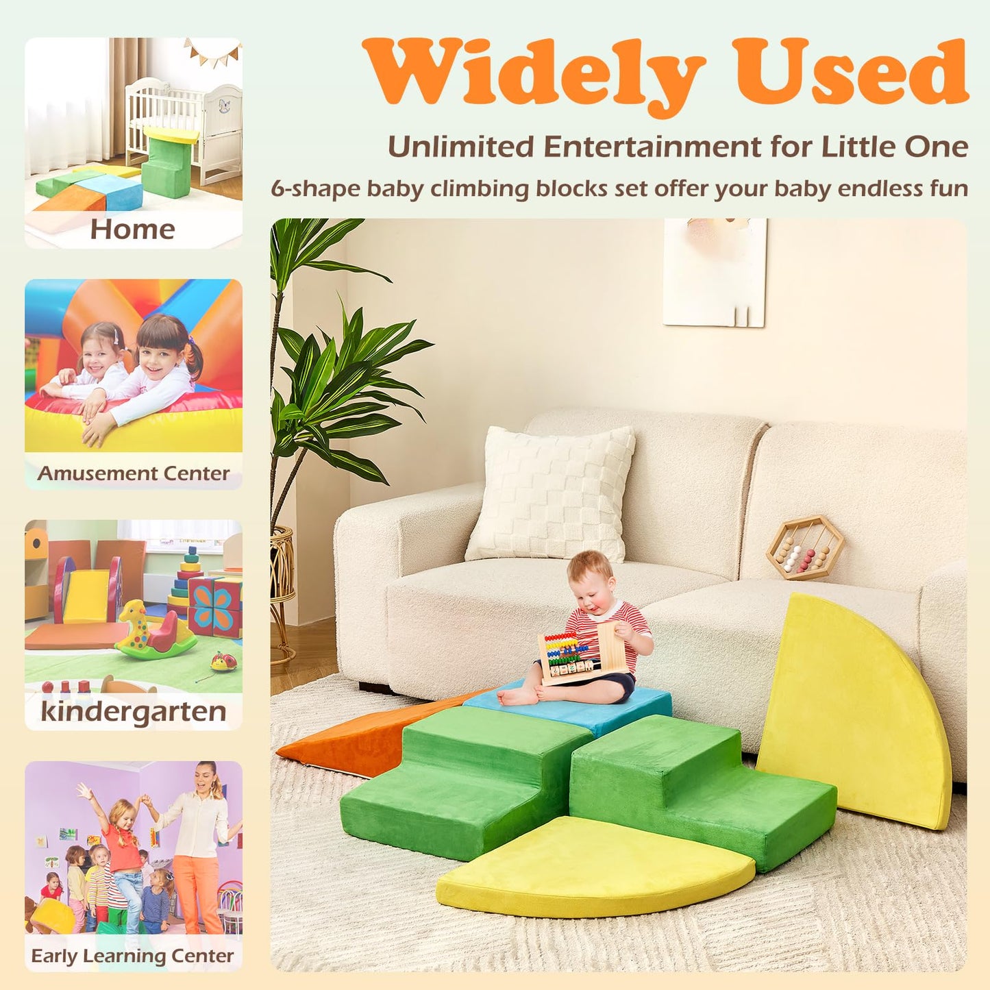 KIZLAND 6-Piece Soft Foam Climbing Blocks for Toddlers – Safe Indoor Play Set