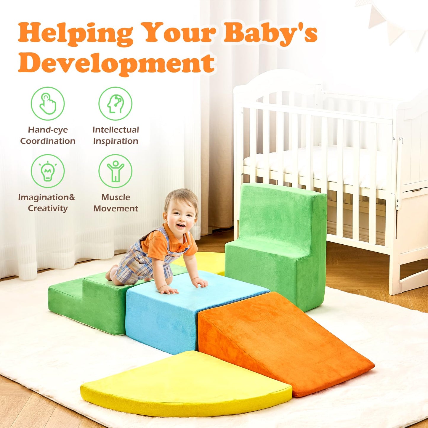 KIZLAND 6-Piece Soft Foam Climbing Blocks for Toddlers – Safe Indoor Play Set