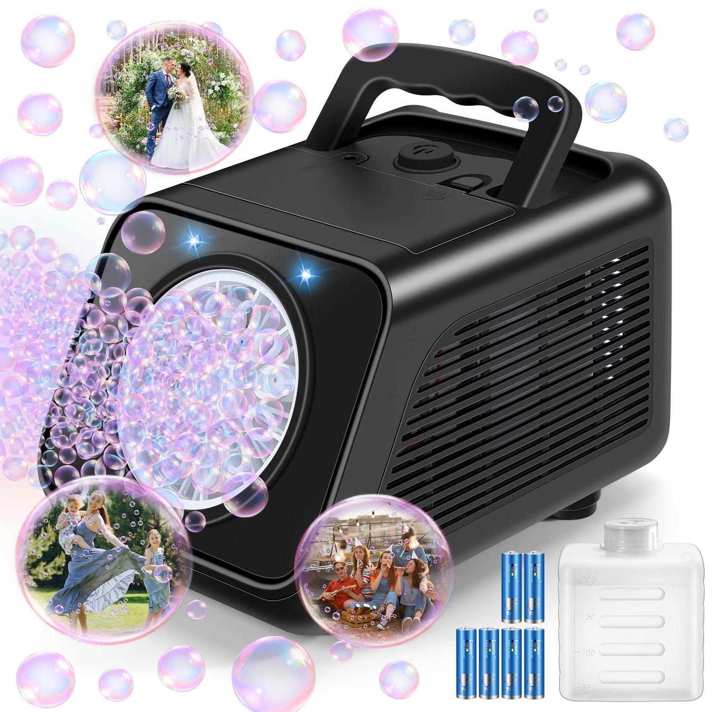 Kizmore Bubble Machine – Automatic Bubble Blower for Kids, 20,000+ Bubbles/Min, Battery-Operated Indoor/Outdoor