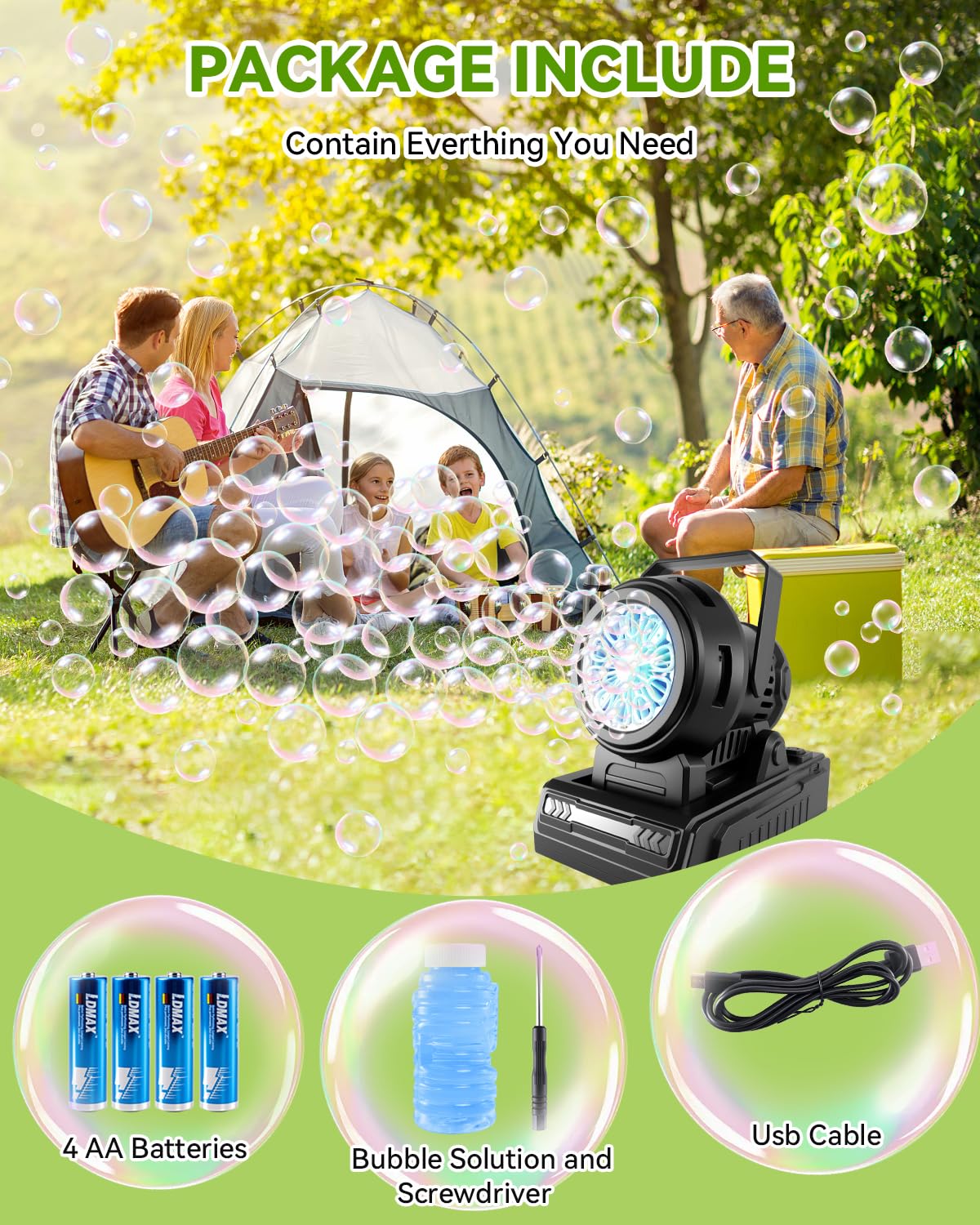 Kizmore Bubble Machine – Rechargeable Bubble Maker for Kids | 20000+ Bubbles/Min