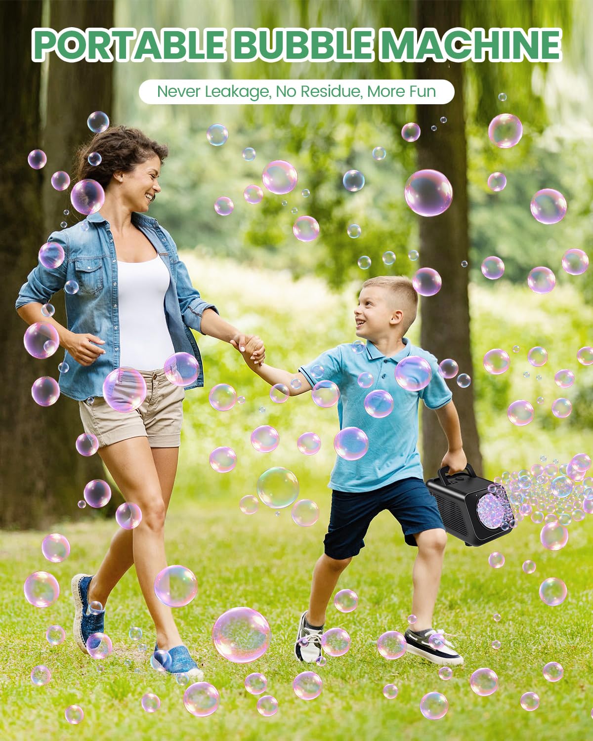 Kizmore Bubble Machine – Automatic Bubble Blower for Kids, 20,000+ Bubbles/Min, Battery-Operated Indoor/Outdoor
