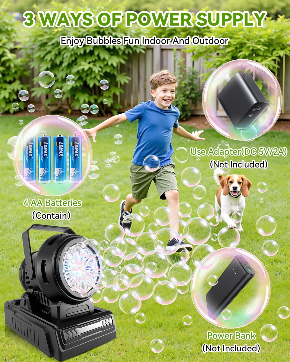 Kizmore Bubble Machine – Rechargeable Bubble Maker for Kids | 20000+ Bubbles/Min