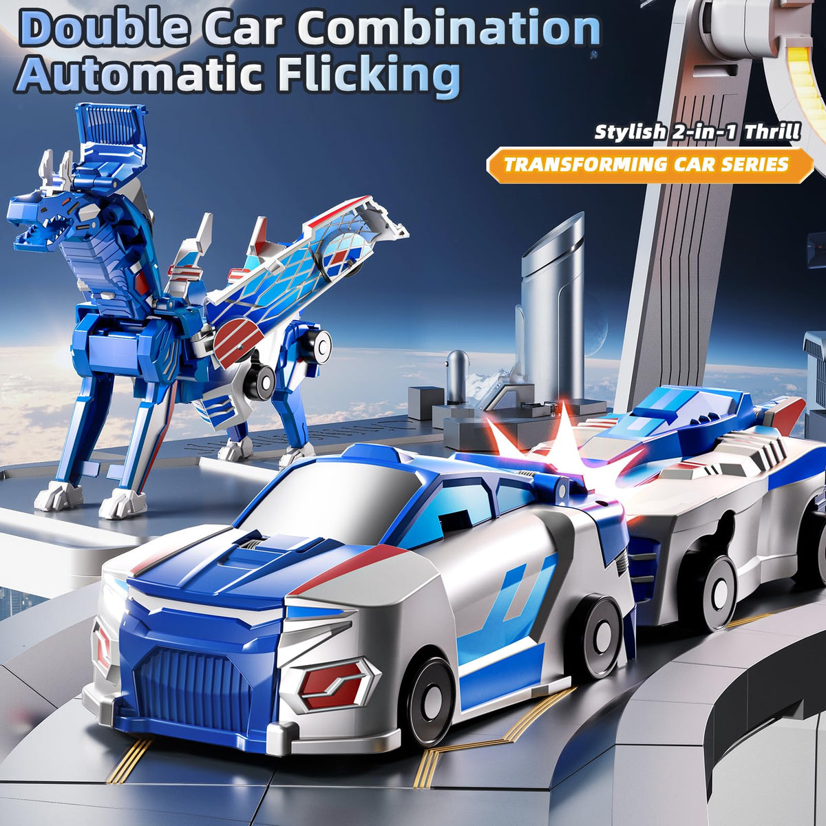 KIZONLY Collision Transforming Dinosaur Car Toy – 2-in-1 Magnet Cars for Kids