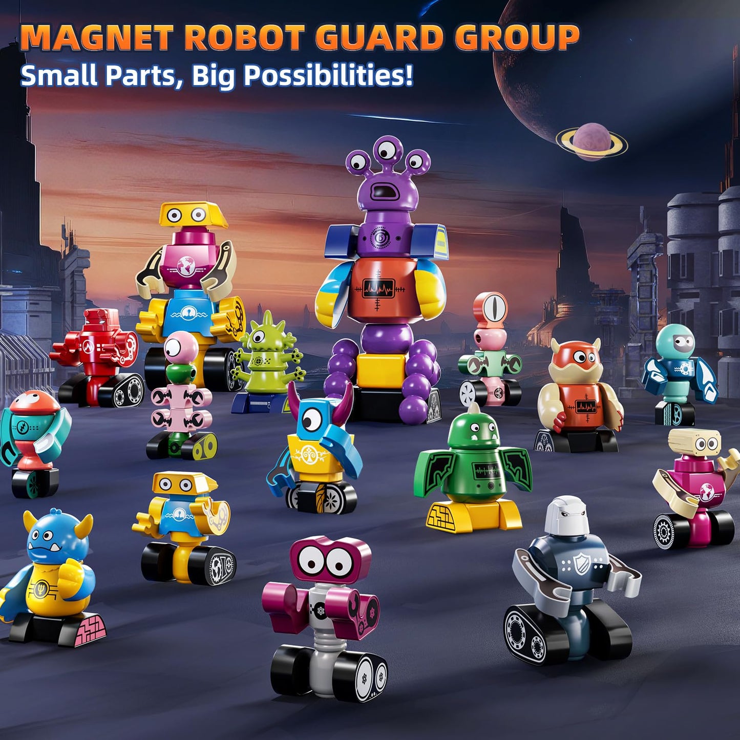 KIZONLY Magnets Robot Building Toys — 106-Piece Monster Blocks for Kids 3-8 with Storage Box