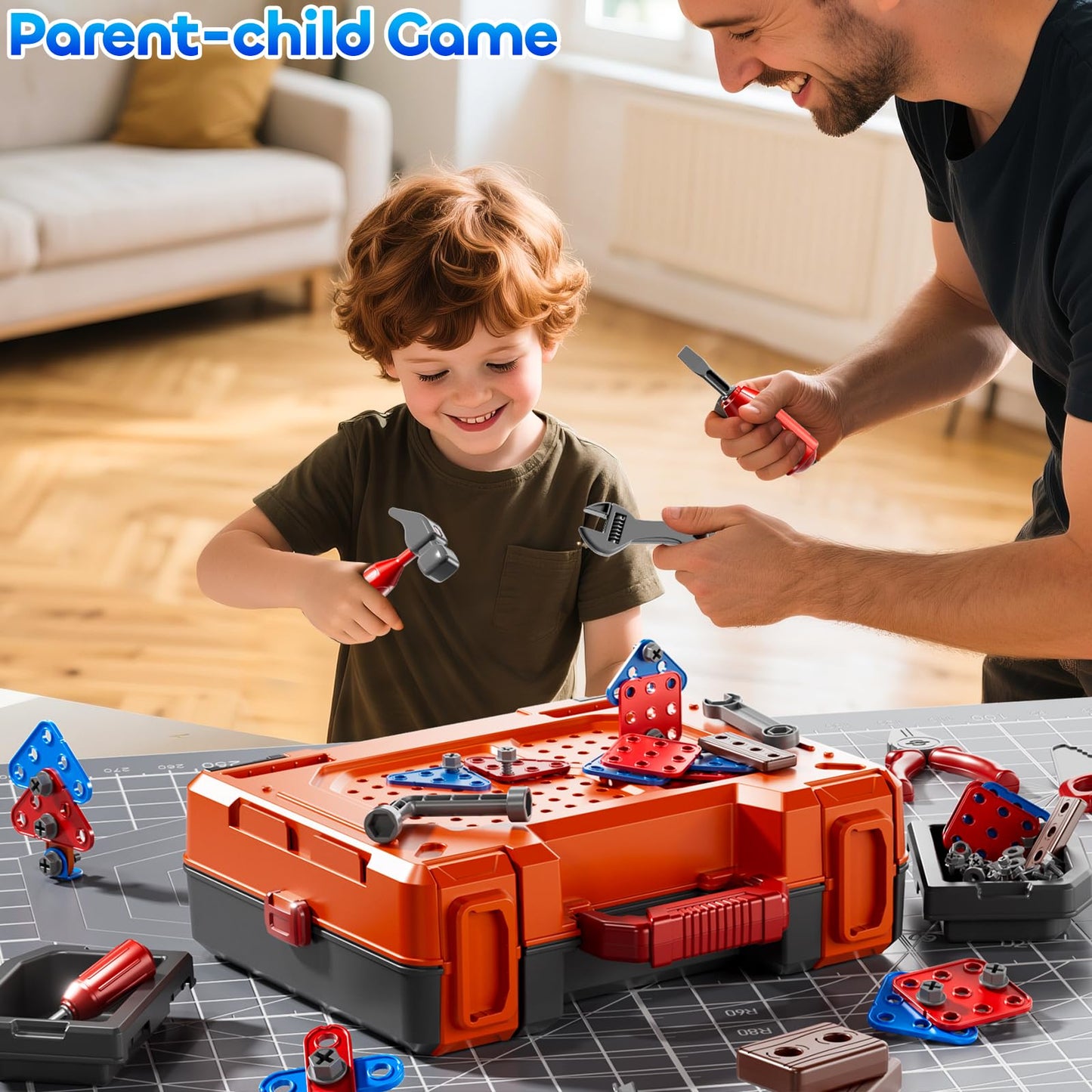 KIZONLY 2-in-1 Kids Workbench Tool Set for Ages 3–8 – 145-Piece Pretend Play Construction