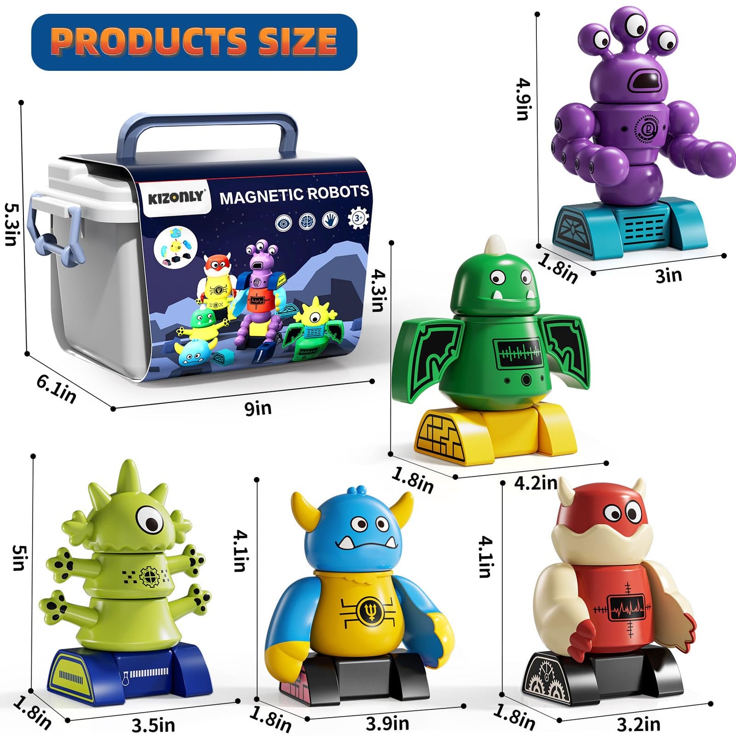 KIZONLY Magnets Robot Building Toys – 36-Piece Monster Blocks for Kids 2–12
