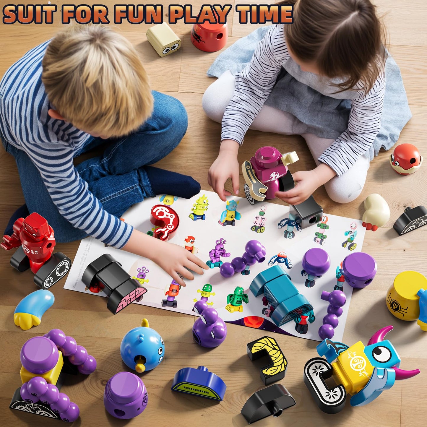 KIZONLY Magnets Robot Building Toys — 106-Piece Monster Blocks for Kids 3-8 with Storage Box