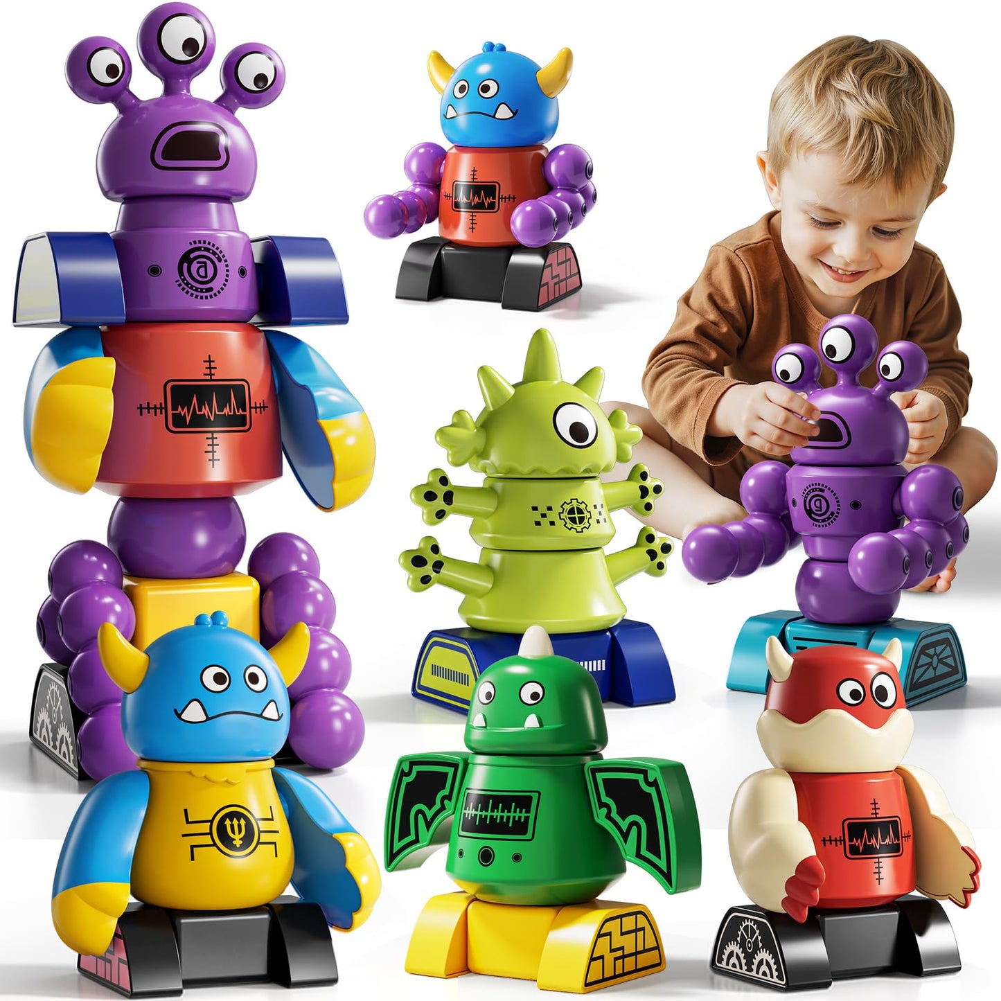 KIZONLY Magnets Robot Building Toys – 36-Piece Monster Blocks for Kids 2–12