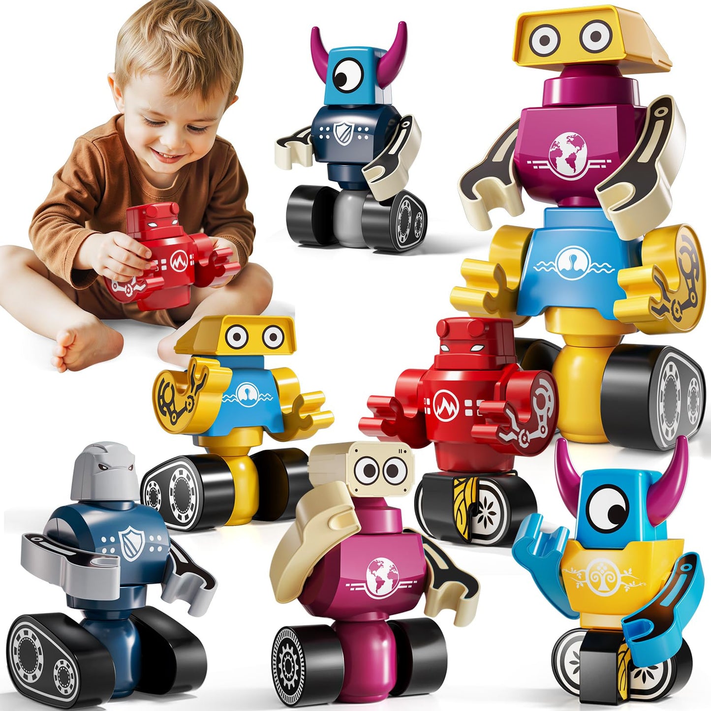 KIZONLY Magnets Robot Building Toys for Kids 3-8 | 36-Piece Monster Blocks with Storage Box