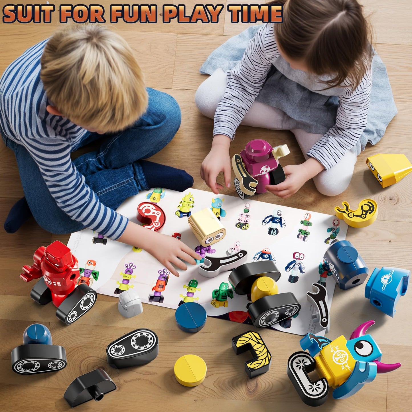 KIZONLY Magnets Robot Building Toys for Kids 3-8 | 36-Piece Monster Blocks with Storage Box
