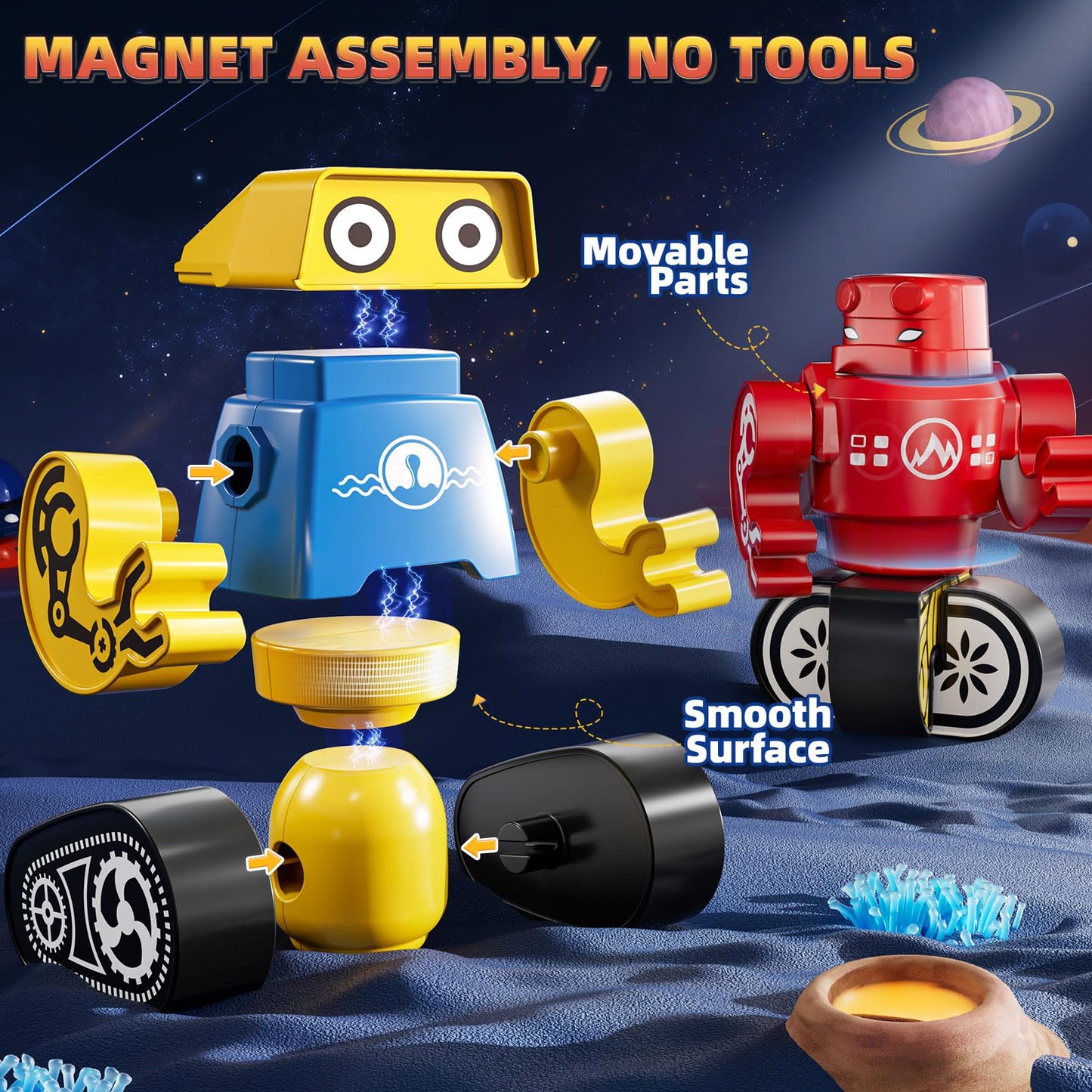 KIZONLY Magnets Robot Building Toys for Kids 3-8 | 36-Piece Monster Blocks with Storage Box