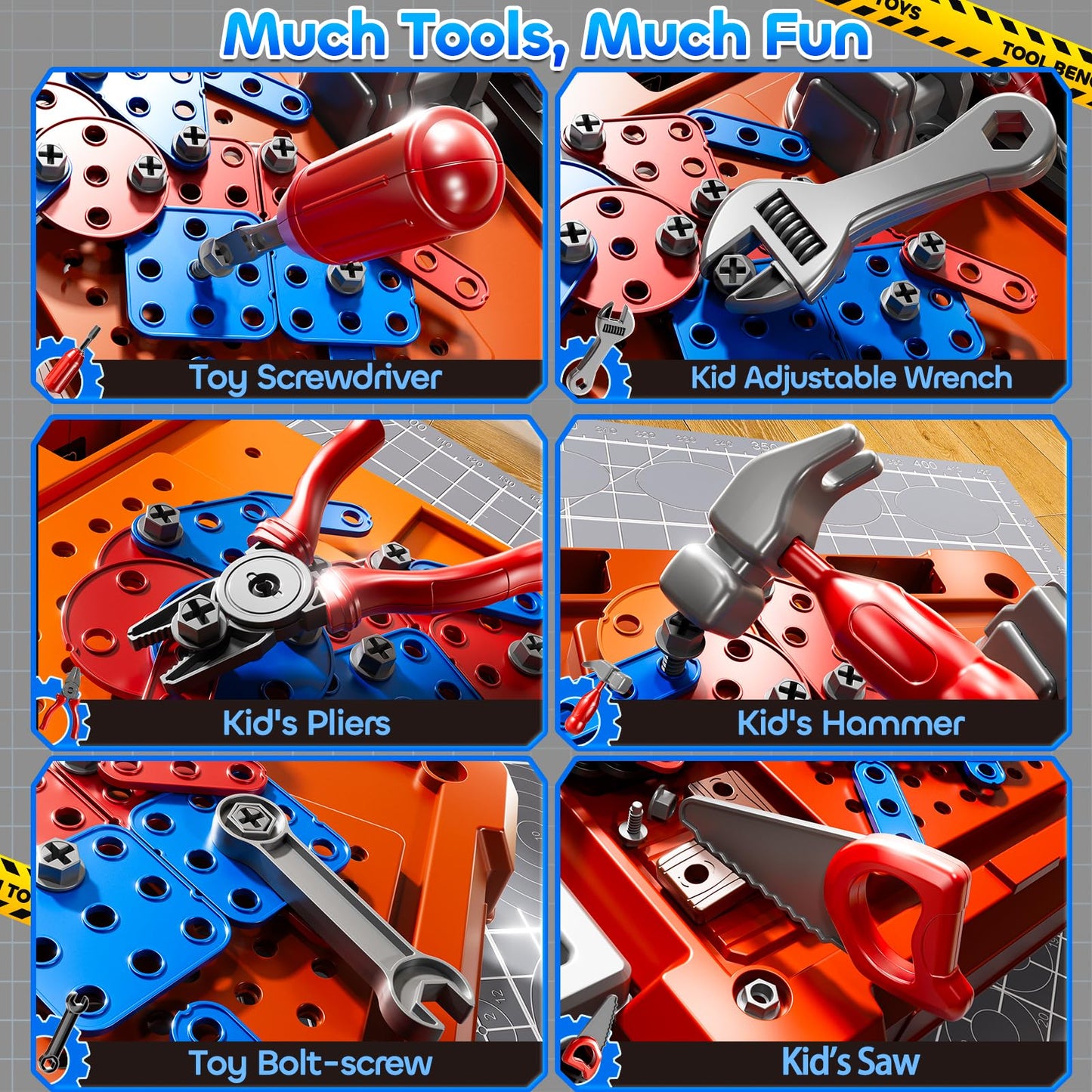 KIZONLY 2-in-1 Kids Workbench Tool Set for Ages 3–8 – 145-Piece Pretend Play Construction