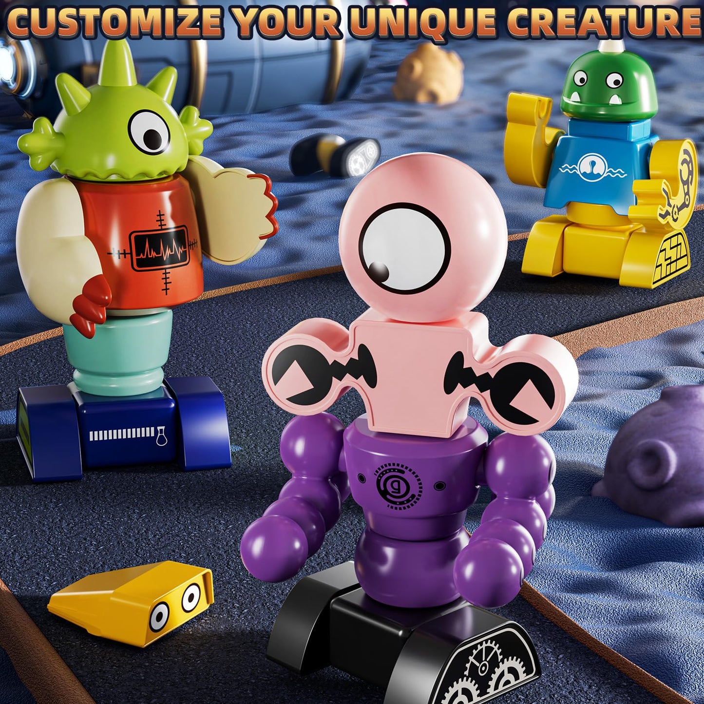 KIZONLY Magnets Robot Building Toys — 106-Piece Monster Blocks for Kids 3-8 with Storage Box