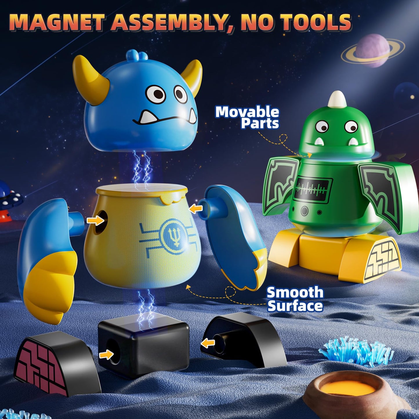 KIZONLY Magnets Robot Building Toys – 36-Piece Monster Blocks for Kids 2–12