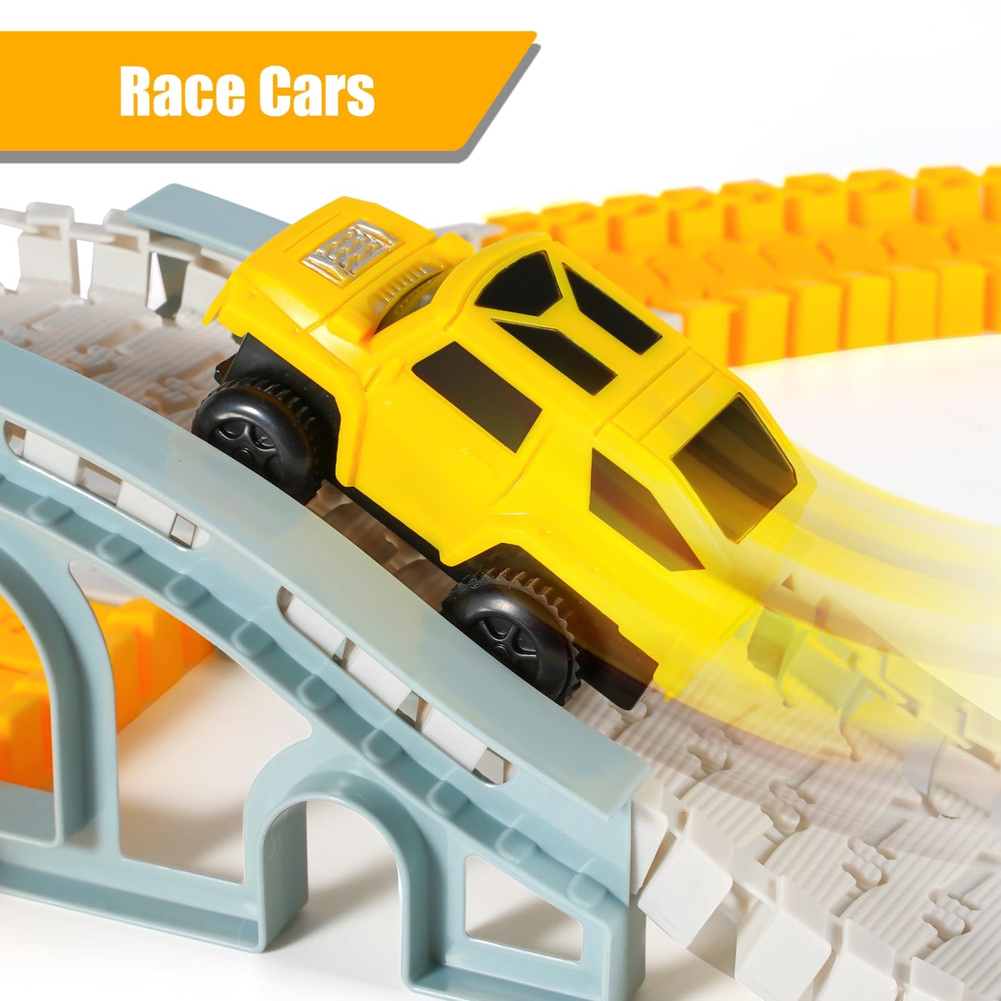 Kizplays 260-Piece Construction Race Tracks Set with 2 Race Cars – DIY Engineering Toys for 3–6 Year Olds