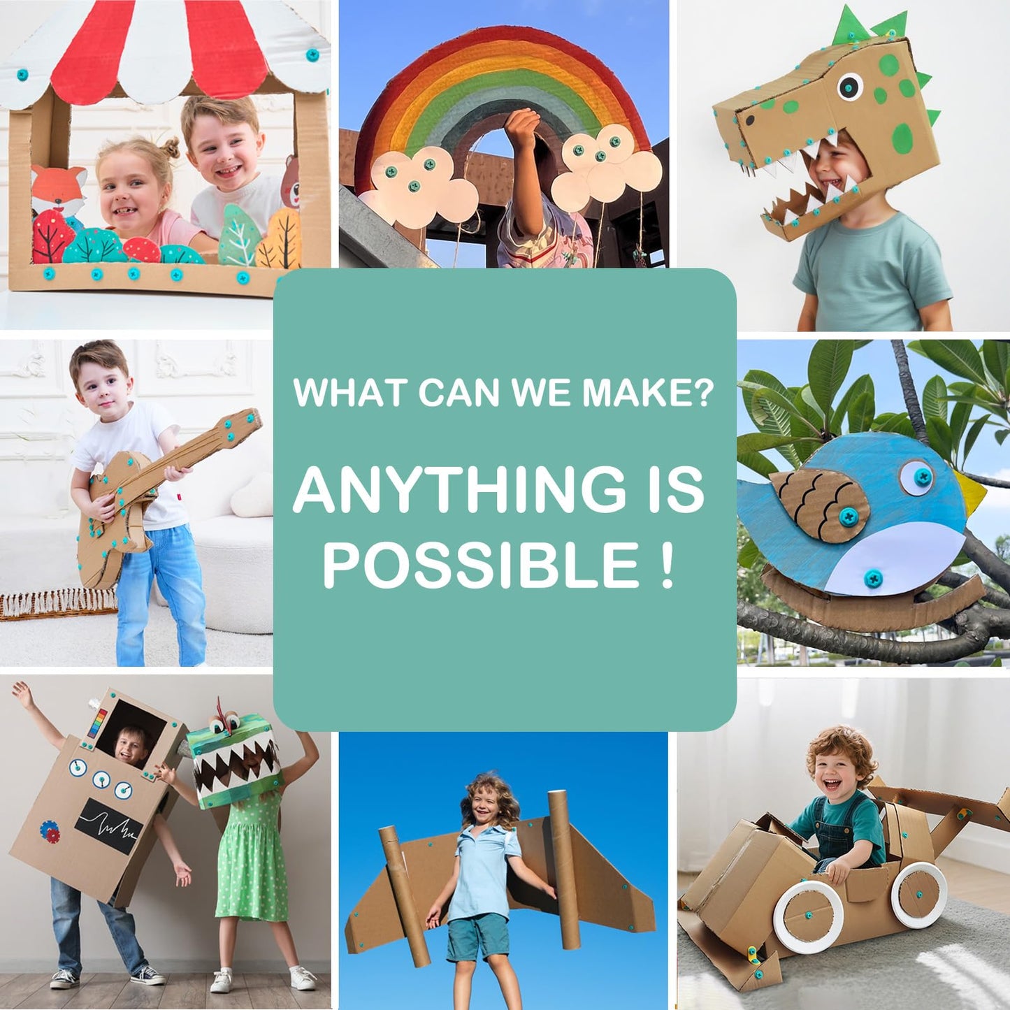 Kizzikids EXPLORE Cardboard Tools – 149-Piece Construction Kit for Creative STEM Play